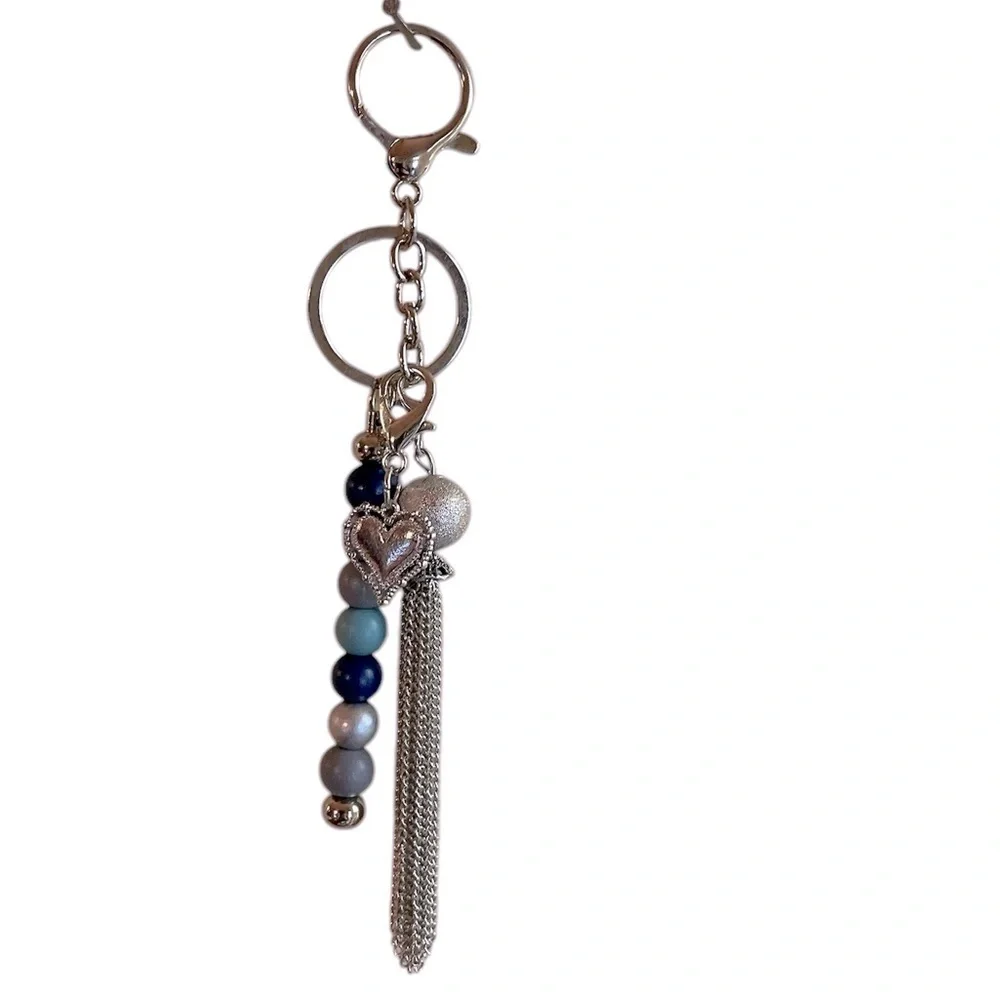 Silver and Blue Detachable Keychain